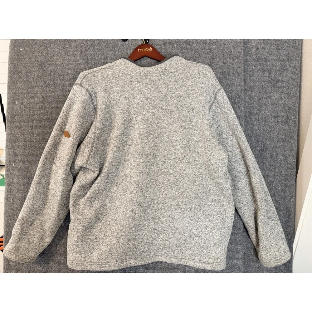 Orvis XXL Sherpa Lined 1/4 Zip Pullover‎ Gray Sweater Ripped Zip
